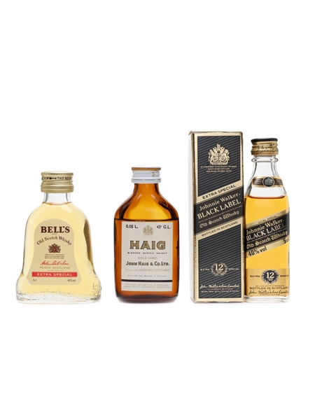 Assorted Blended Scotch Whisky Johnnie Walker, Haig, Bell's 3 x 5cl