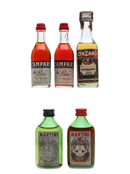 Martini, Campari & Cinzano Bottled 1950s-1960s 5 x 5cl