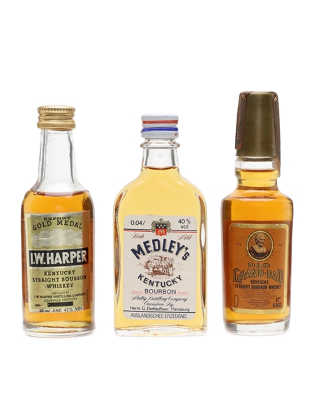 I W Harper, Medley's, Old Grand Dad  3 x 4cl-5cl