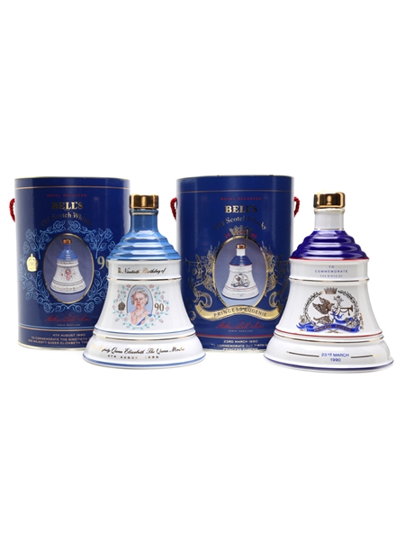 Bell's 1990 Decanters Queen Mother 90th Birthday & Birth Of Princess Eugenie 2 x 75cl / 43%