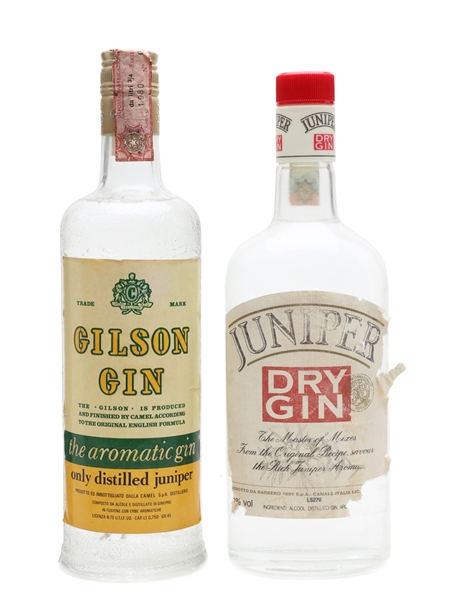 Gilson Gin & Juniper Dry Gin Bottled 1970s & 1990s 75cl & 70cl