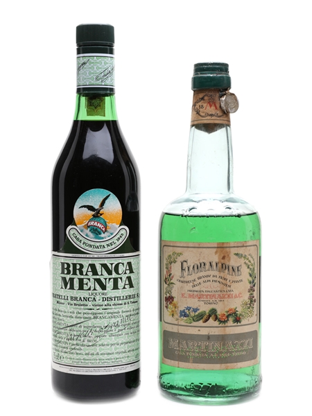 Martinazzi Floralpine & Branca Menta Bottled 1950s & 1980s 75cl & 70cl / 40%