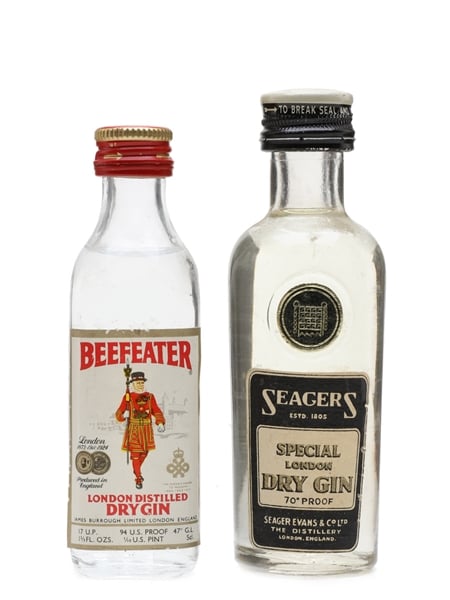 Beefeater & Seager's London Dry Gin Bottled 1970s 2 x 5cl / 40%