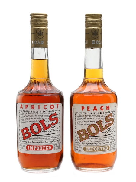 Bols Apricot & Peach Brandy Bottled 1970s 2 x 75cl