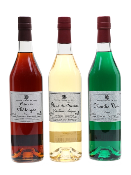 Briottet Liqueurs Chestnut, Elderflower and Green Mint 3 x 70cl