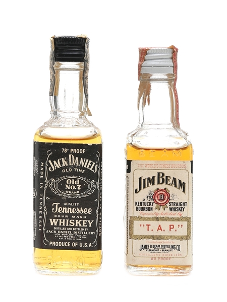 Jack Daniel's & Jim Beam Bottled 1960s-1970s 2 x 5cl