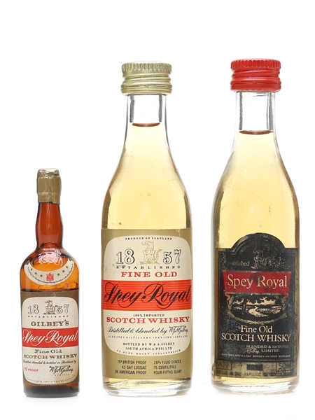 Gilbey's Spey Royal Bottled 1950s-1970s 3 x 1cl-5cl