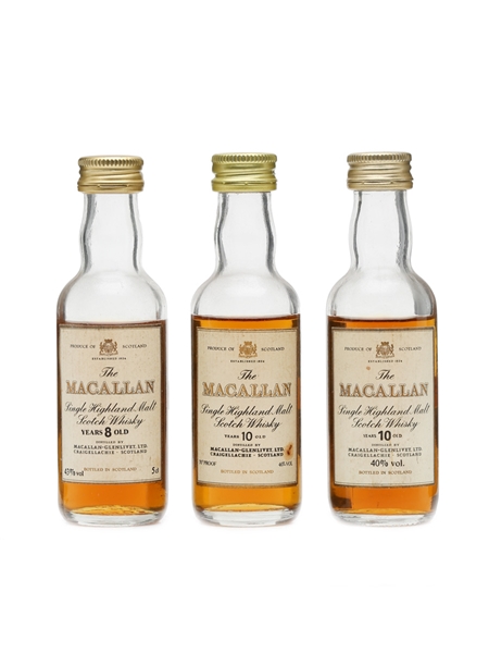 Macallan 8 & 10 Years Old 3 x Miniature 