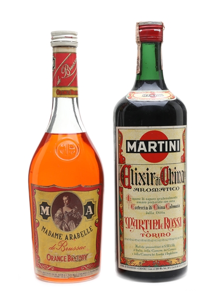 Arabelle Orange Brandy & Martini Elixir Di China Bottled 1950s & 1960s 75cl & 100cl