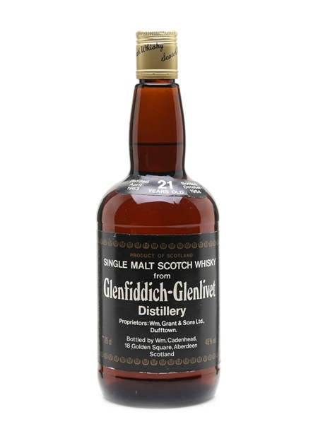 Glenfiddich Glenlivet 1963 21 Year Old Bottled 1984 - Cadenhead's 'Dumpy' 75cl / 46%