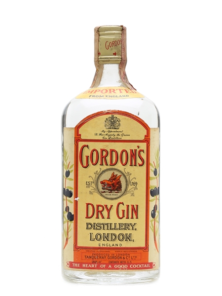 Gordon's Dry Gin Bottled 1960s - Wax & Vitale 75cl / 43%