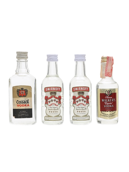 Cossack, Hiram Walker's, Smirnoff Vodka Bottled 1970s-1980s 4 x 5cl