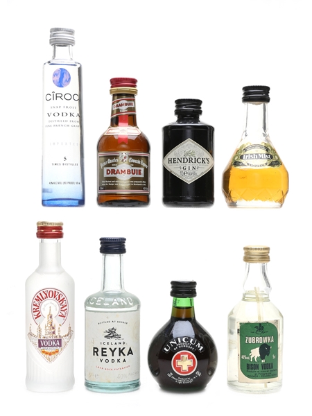 Assorted Spirits & Liqueurs Ciroc, Drambuie, Hendrick's, Zubrowka 8 x 5cl