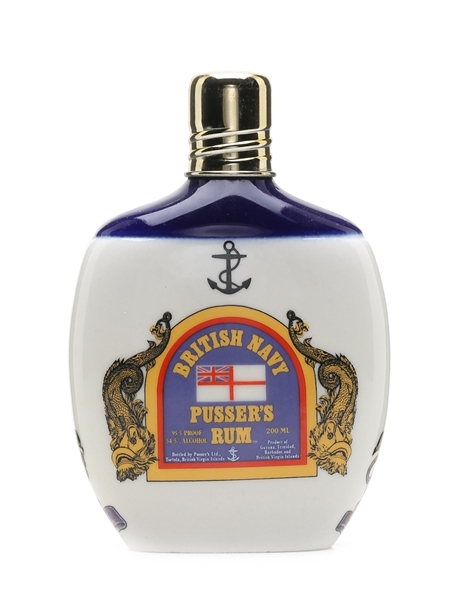 Pusser's Navy Rum Ceramic Hip Flask Bottled 1970s-1980s 20cl  / 54.50%