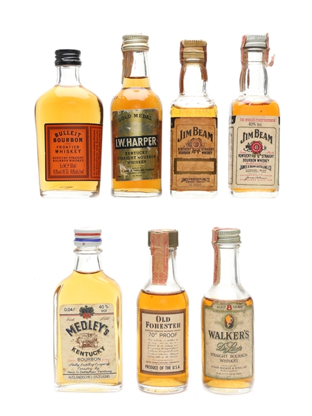 Assorted Bourbons Bulleit, Jim Beam, Medley's, Old Forester, Walker's 7 x 5cl