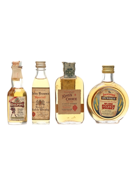 Bagpipe, King's Choice, John Brown's, Stewart's Of Dundee Bottled 1950s-1970s 4 x 4.7cl-5cl