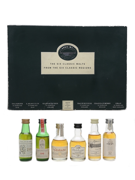 Classic Malts Miniatures Set Talisker, Oban, Glenkinchie, Dalwhinnie, Lagavulin (White Horse), Cragganmore 6 x 5cl