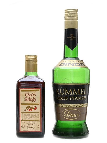 Dinor Cherry Brandy & Kummel Liqueur Bottled 1970s 35cl & 70cl