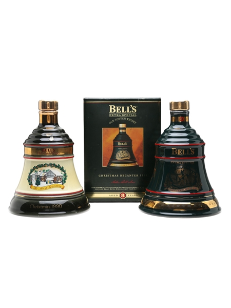 Bell's Christmas 1990 & 1994 Ceramic Decanters  75cl & 70cl