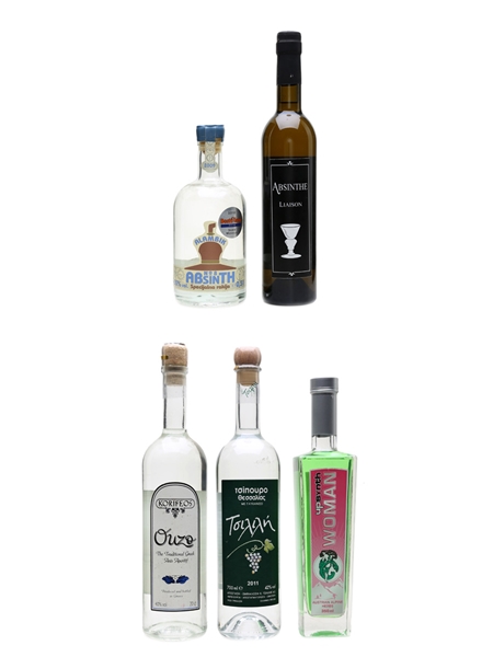 Assorted Herbal Spirits & Liqueurs Absinthe, Ouzo, Tsipouro 5 x 35cl-70cl