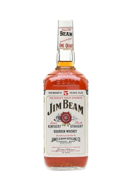 Jim Beam White Label 5 Year Old Bottled 1970s - US Forces 94.5cl / 43%