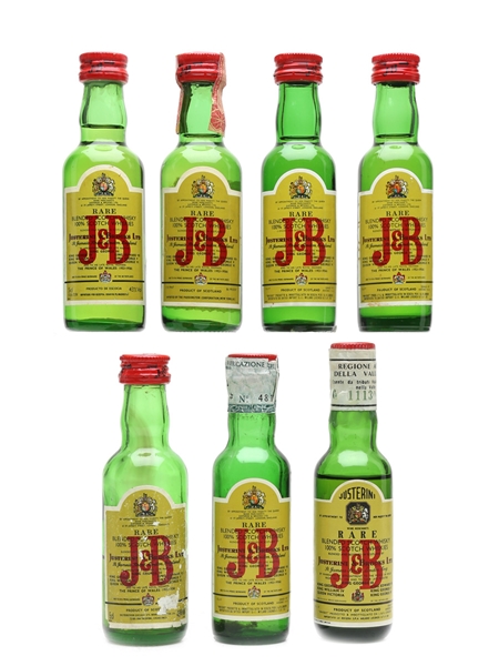 J & B Rare Bottled 1970s 7 x 3.7cl-5cl / 43%