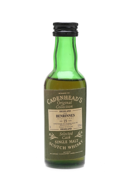 Benrinnes 1971 19 Year Old Bottled 1991 - Cadenhead's 5cl / 55.3%