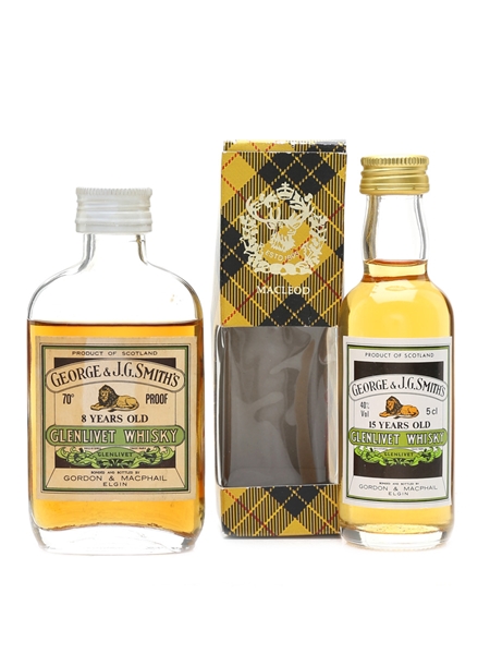 Glenlivet 8 & 15 Year Old Bottled 1970s & 1980s - Gordon & MacPhail 2 x 5cl / 40%