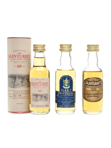 Glenturret 10, 11 & 12 Year Old Distillery Bottling & Hart Brothers 3 x 5cl