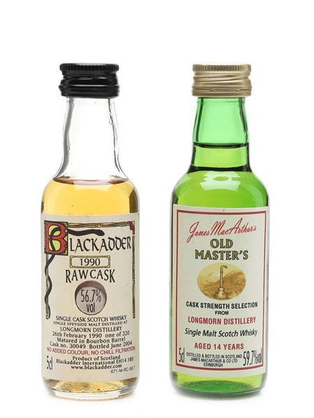 Longmorn 1990 & 14 Year Old Blackadder & James MacArthur's 2 x 5cl