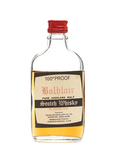 Balblair 10 Year Old 100 Proof Bottled 1970s - Gordon & MacPhail 5cl / 57%