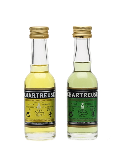 Chartreuse Green & Yellow Liqueur 2 x Miniatures 