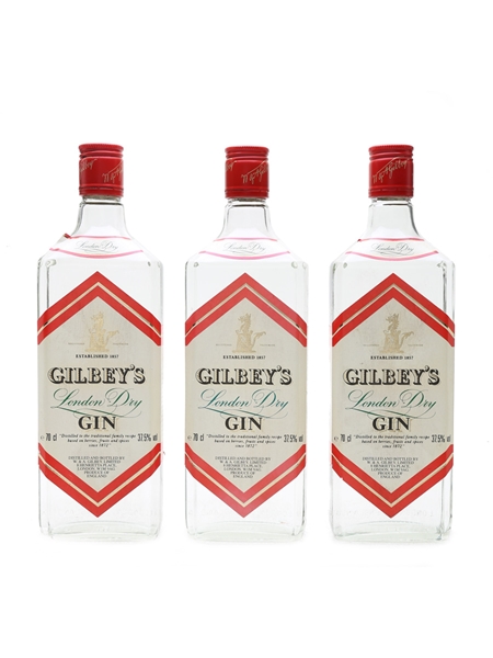 Gilbey's London Dry Gin Bottled 1990s 3 x 70cl / 37.5%