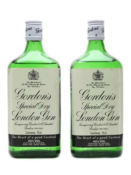 Gordon's Special Dry London Gin Bottled 1980s 2 x 75cl / 40%