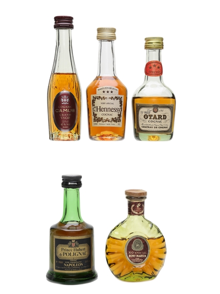 Assorted Cognac Camus, Hennessy, Otard, Prince Hubert & Remy Martin 5 x 2.9cl- 5cl / 40%