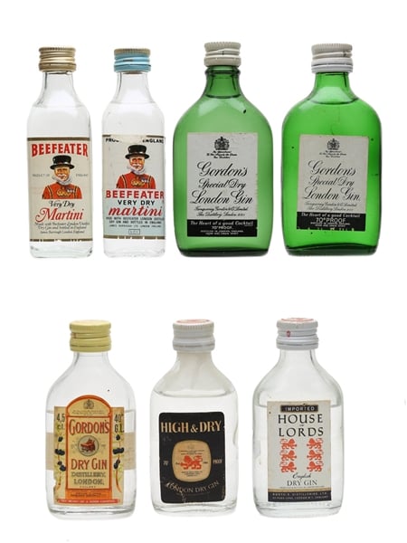 Beefeater, Booth's & Gordon's Gin & Martini Bottled 1970s 7 x 4.5cl-5cl