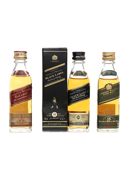 Johnnie Walker Red, Black & Green Label  3 x 5cl