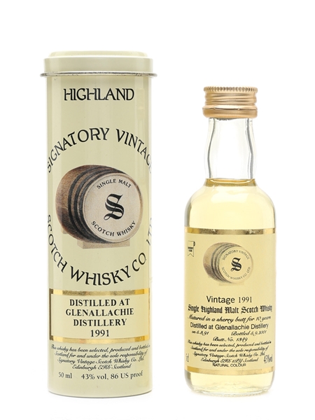 Glenallachie 1991 10 Year Old Bottled 2001 - Signatory Vintage 5cl / 43%