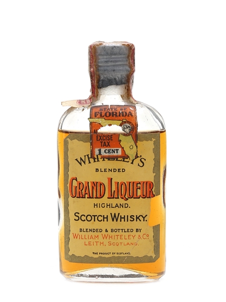 Whiteley's Blended Grand Liqueur Highland Scotch Whisky Bottled 1930s - Alliance Distributors Inc. 5cl