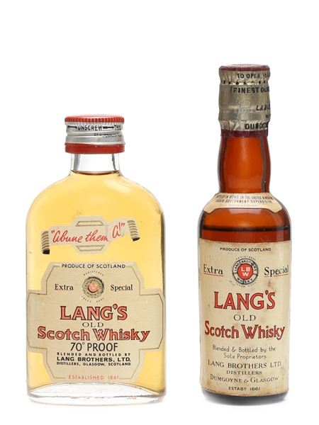 Lang's Extra Special Old Scotch Whisky Bottled 1950s & 1960s 2 x 5cl