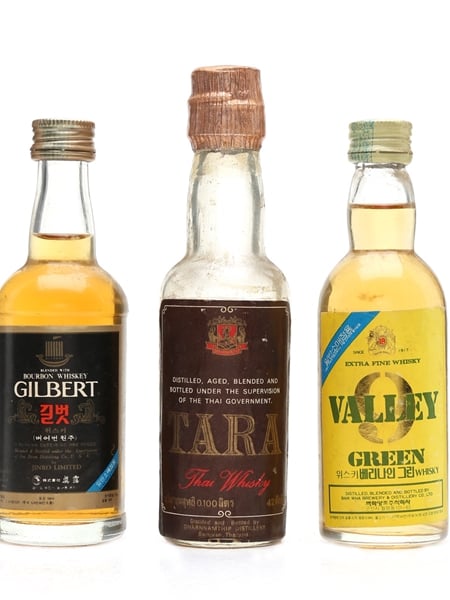 Korean & Thai Whisky Gilbert (Jim Beam), Valley 9, Tara 3 x 5cl-6cl