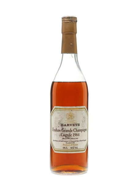 Exshaw 1964 Grande Champagne Cognac Landed 1966, Bottled 1984 - Harveys 68cl / 40%