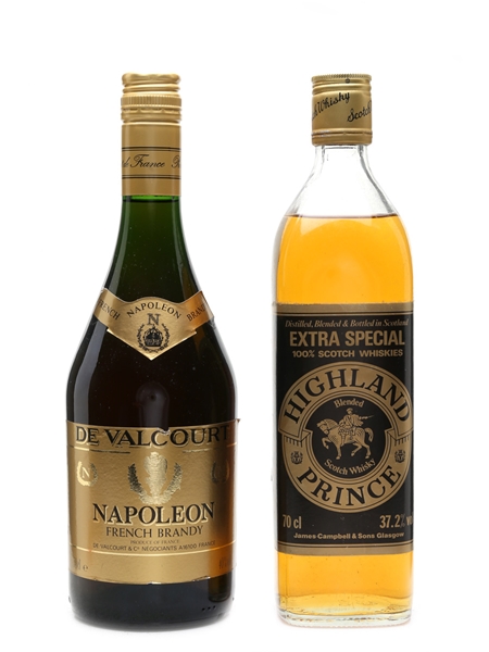 De Valcourt Brandy & Highland Prince Whisky  2 x 70cl