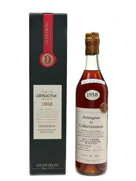 Dupeyron 1958 Armagnac Bottled for J C Rossi, Paris 70cl / 44.2%