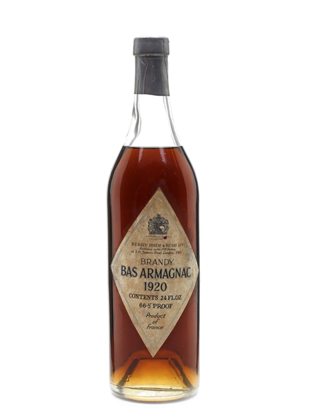 Berry Bros & Rudd 1920 Bas Armagnac Bottled 1960s 68cl / 38%