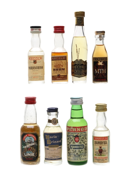 Assorted Liqueurs Arcola, Freihof, Linie, Marie Brizard, Moroni, Pernod & P Thomopoulos 8 x 2cl-5cl