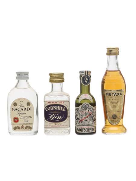 Assorted Spirits Bacardi, Cornhill, Metaxa & Wolfschmidt 4 x 5cl