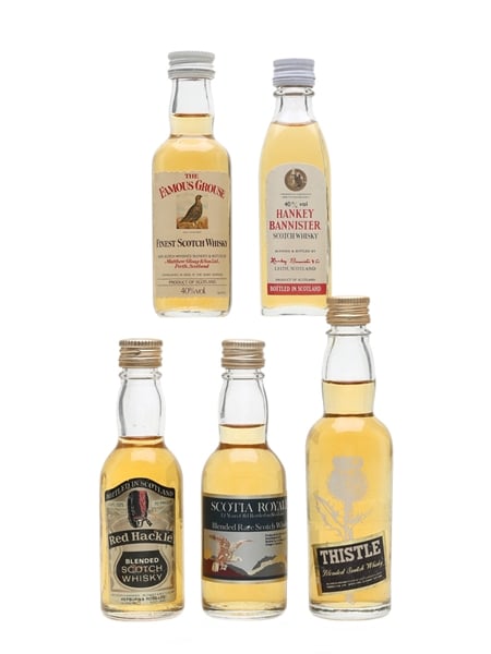 Assorted Blended Scotch Whisky Famous Grouse, Hankey Bannister, Red Hackle, Scotia Royale & Thistle 5 x 4.7cl-5cl / 40%