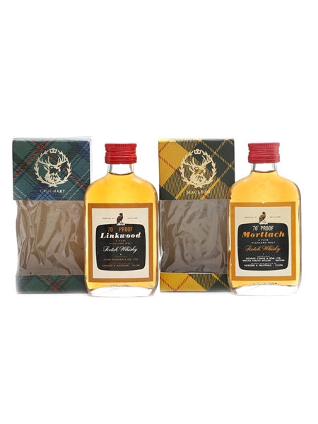 Linkwood & Mortlach 70 Proof Bottled 1970s - Gordon & MacPhail 2 x 5cl / 40%