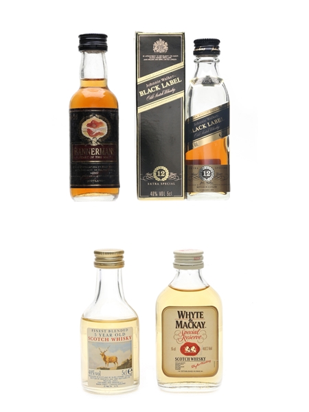 Assorted Blended Whisky Bannermans, Burn Stewart, Johnnie Walker & Whyte & Mackay 4 x 5cl 40%